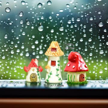 3pc Whimsical Cottage Set: Resin Fairy Tale Houses (Mushroom, Vine, Tower) for Fairy Garden, Bonsai, Dollhouse, Terrarium Decor (Adult Collector)