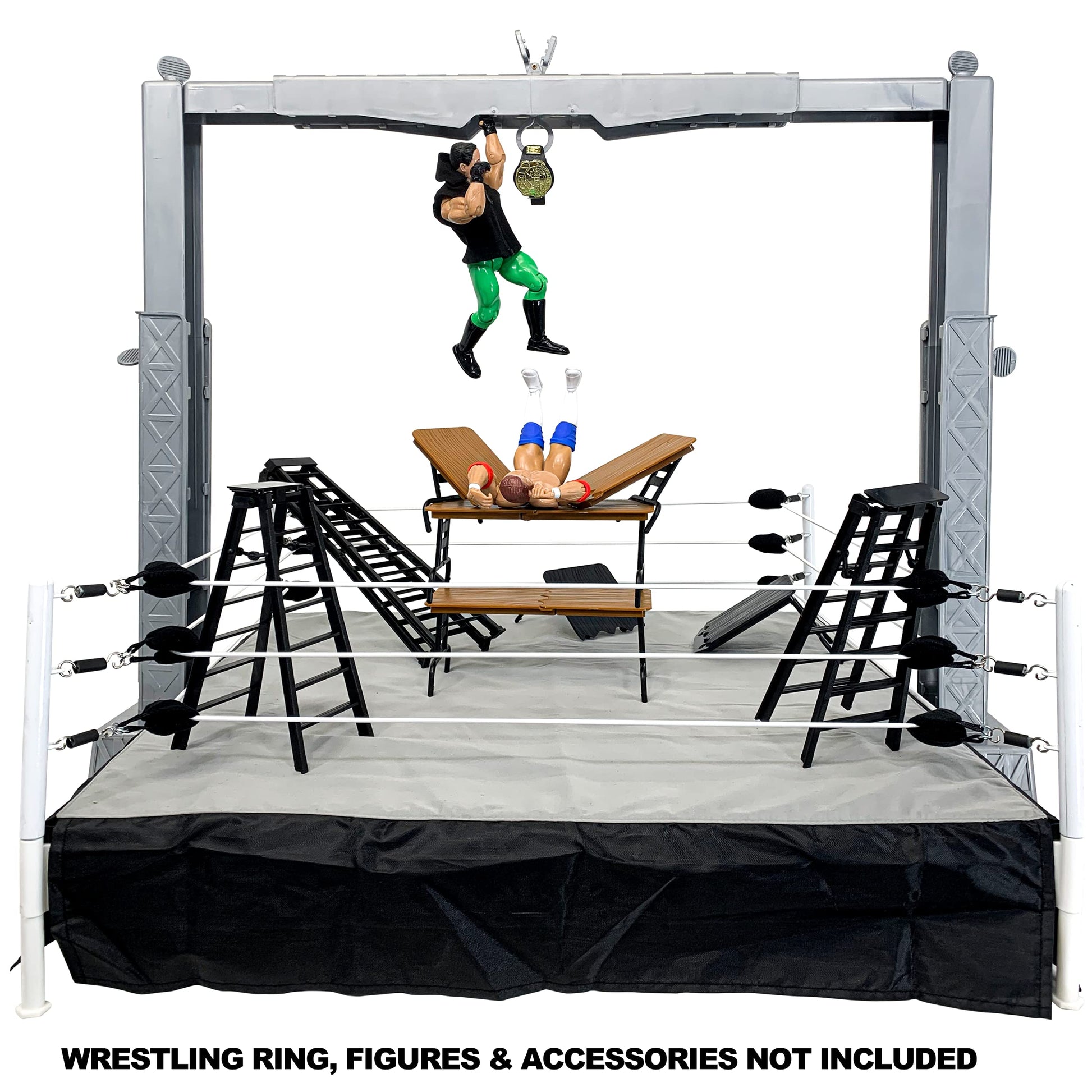 Deluxe Grab The Gear Adjustable Playset with Accessories for Wrestling Action Figures