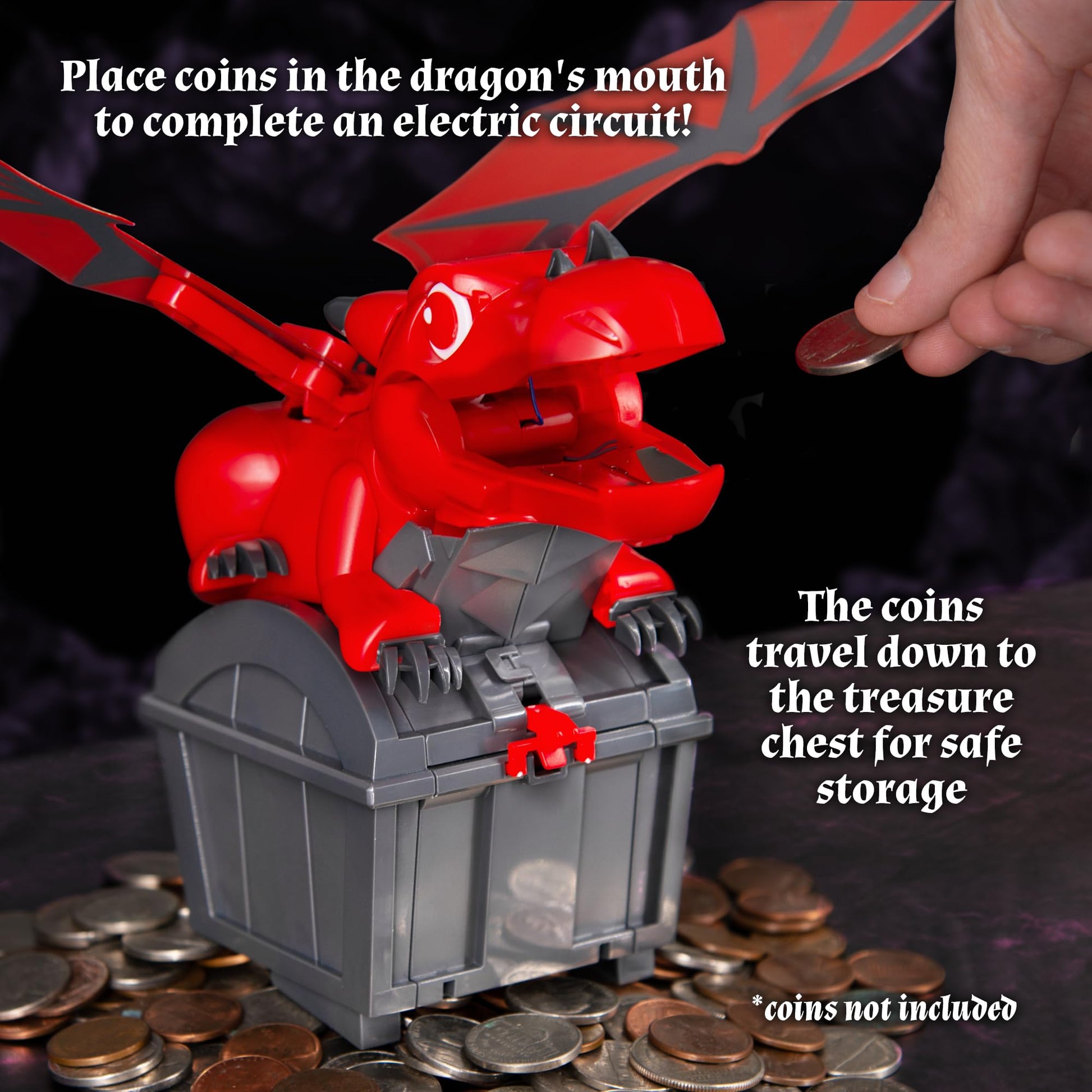 Thames & Kosmos Robotic Dragon Bank Kit | Hands-on STEM Construction Toy, Build a Mechanical Dragon Coin Bank, Explore Electric Circuits