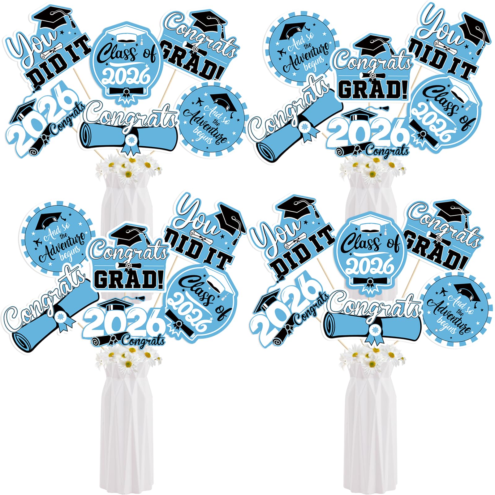 24Pcs Light Blue Graduation Centerpieces for Tables 2026 Graduation Decorations Class of 2026 Graduation Table Tecorations Graduation Party