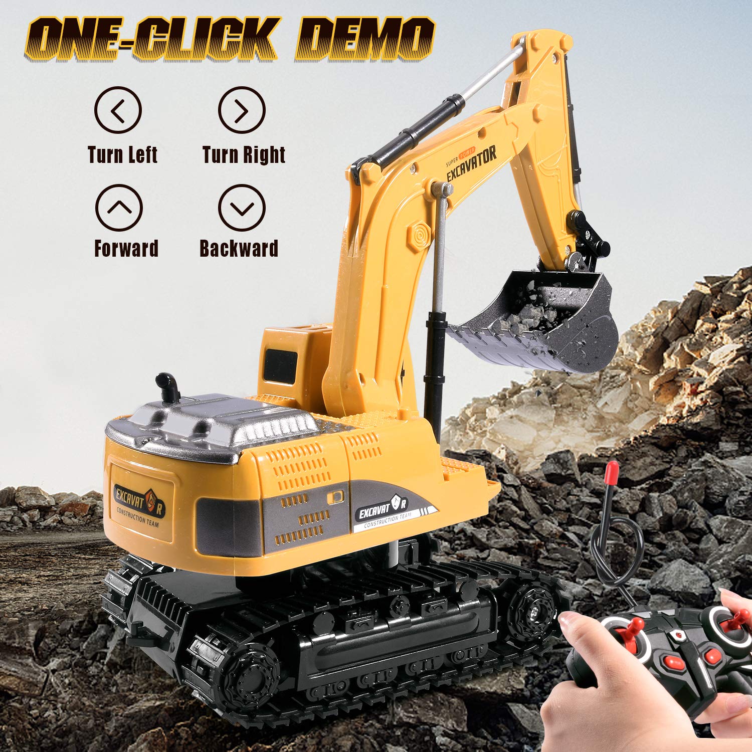 Remote Control Excavator, Beach Excavator Sand Toy Gift for Boys Age 3-7
