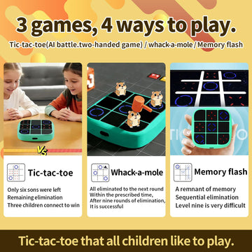 Museloong 4-in-1 Portable Electronic Tic-Tac-Toe Handheld Game, Puzzle Game for Children and Adults, Memory-Training Toy, Fun for Parent-Child Sharing