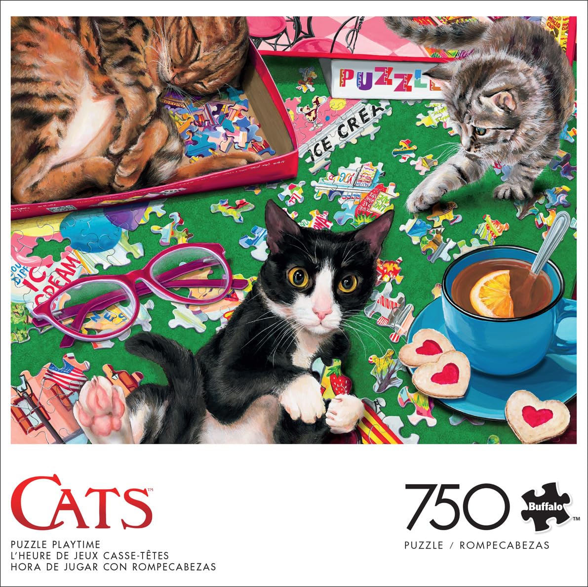 Buffalo Games Cat Puzzle for Adults, Puzzle Playtime, 750 Piece, 24x18 in