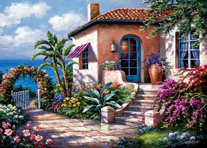 Sung Kim Art - Jigsaw Puzzle 1000 Piece for Adults (Coastal Cottage View)