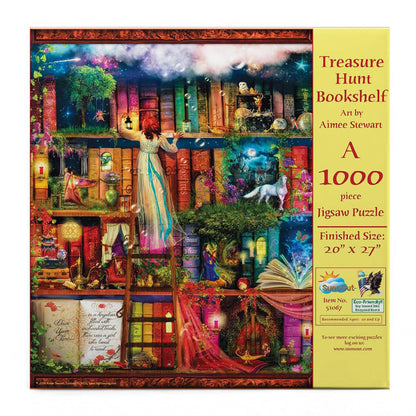 SUNSOUT INC - Treasure Hunt Bookshelf - 1000 pc Jigsaw Puzzle by Artist: Aimee Stewart - Finished Size 20" x 27" - MPN# 51067