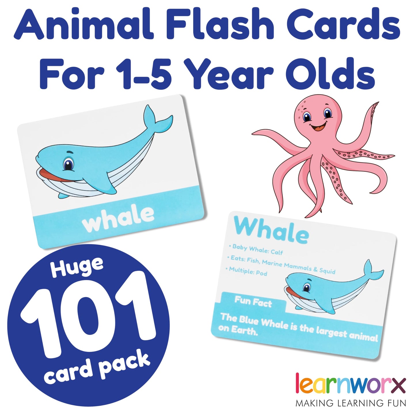 Animal Flash Cards for Toddlers & Kids - Animal ABC Flashcards - Animal Alphabet - 101 Toddler Flashcards - Preschool Flash Card for Kids - Farm, Sea