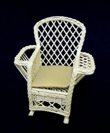 Poupées Maison Mobilier Miniature Fil Blanc En Fer Forgé Fauteuil À Bascule Bascule