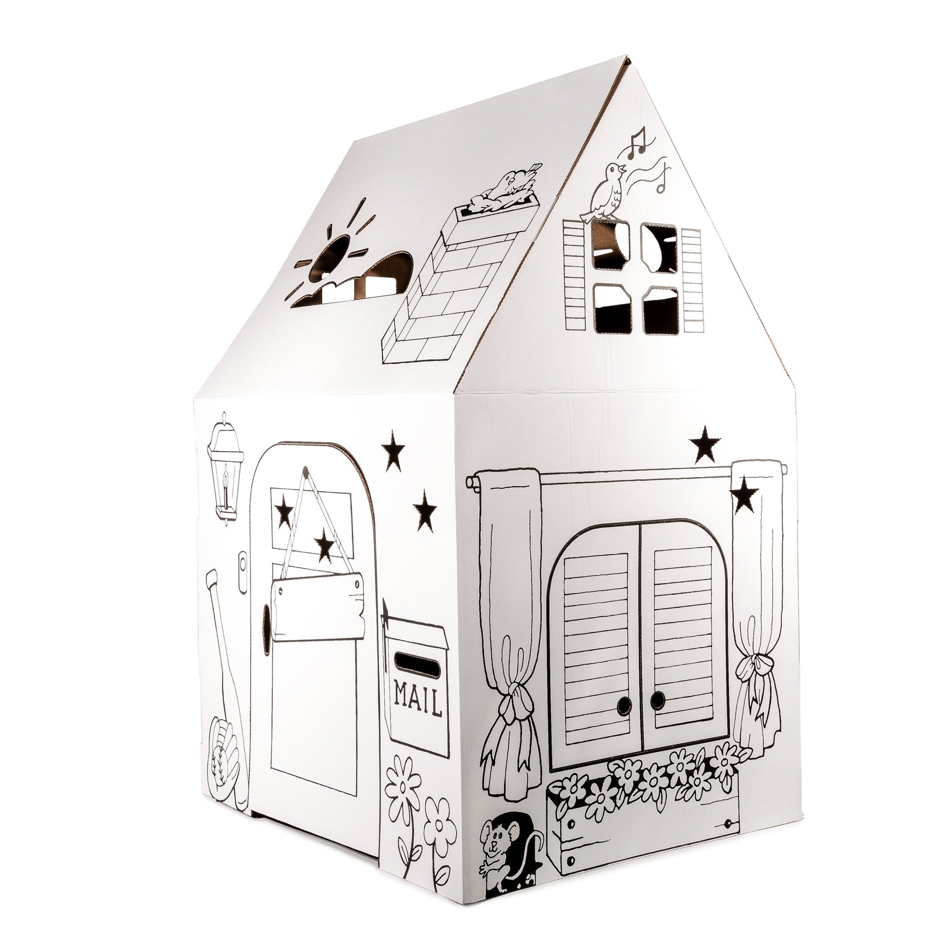 Easy Playhouse Cardboard Clubhouse - Kids Art and Craft Fort, 34" X27"X 48"