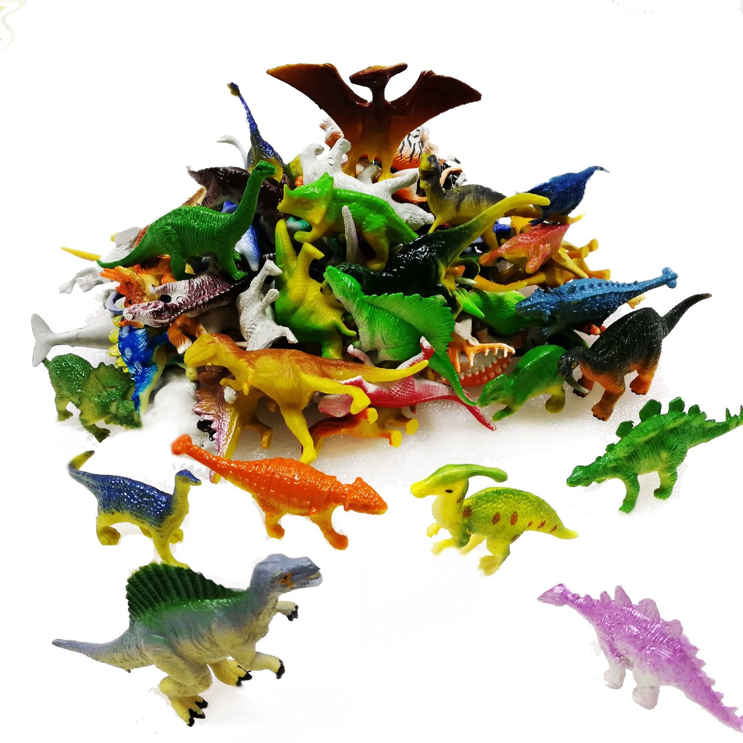 OuMuaMua Dinosaur Toys, Plastic Mini Dinosaur Figure Toy Set Including T-rex, Stegosaurus, Monoclonius for Kids Dinosaurs Birthday Party Favors