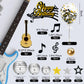 31 PCS Guitar Cake Toppers Music Notes Balls Cake Decorations for Musician Rock Theme Birthday Supplies (Black)