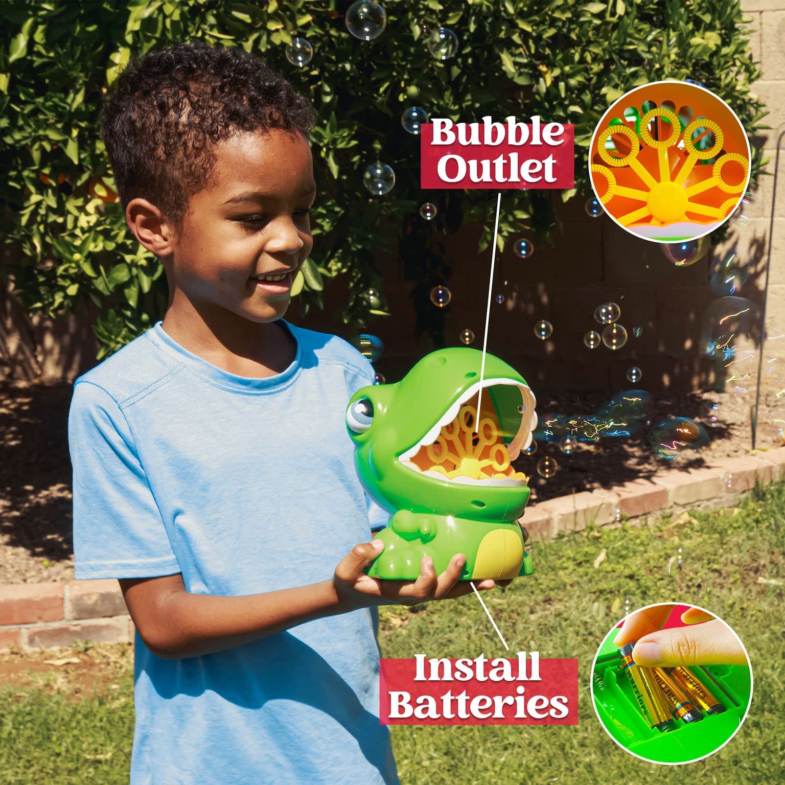 JOYIN Dinosaur Bubble Machine, Bubble Machine Gun Blower with Solutions for Kids, Summer Outdoor Indoor Toy, Dinosaur Party Favor, Kids Birthday Gift