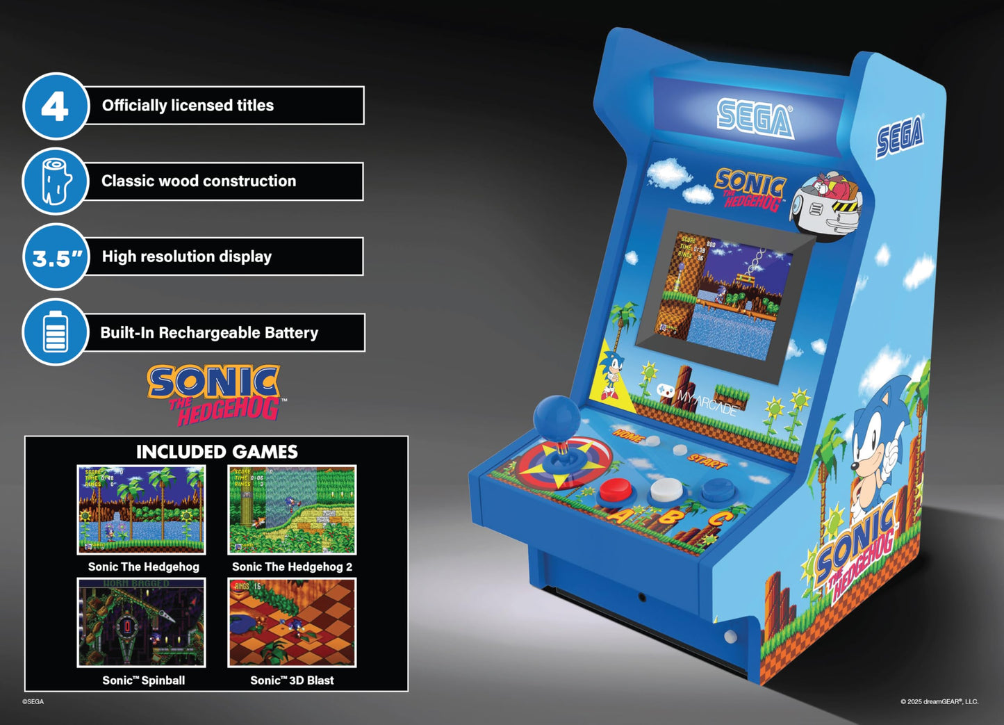 My Arcade Sonic The Hedgehog Mighty Player: Sonic Games, 4 Sega Games in 1, Sonic Toys, 11 Inches