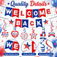 Welcome Back Decorations with Welcome Back Banner and 6 Hanging Swirls