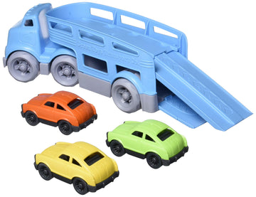 Green Toys Car Carrier, Blue CB - Pretend Play, Motor Skills, Kids Toy Vehicles. No BPA, phthalates, PVC. Dishwasher Safe, Recycled Plastic, Made in