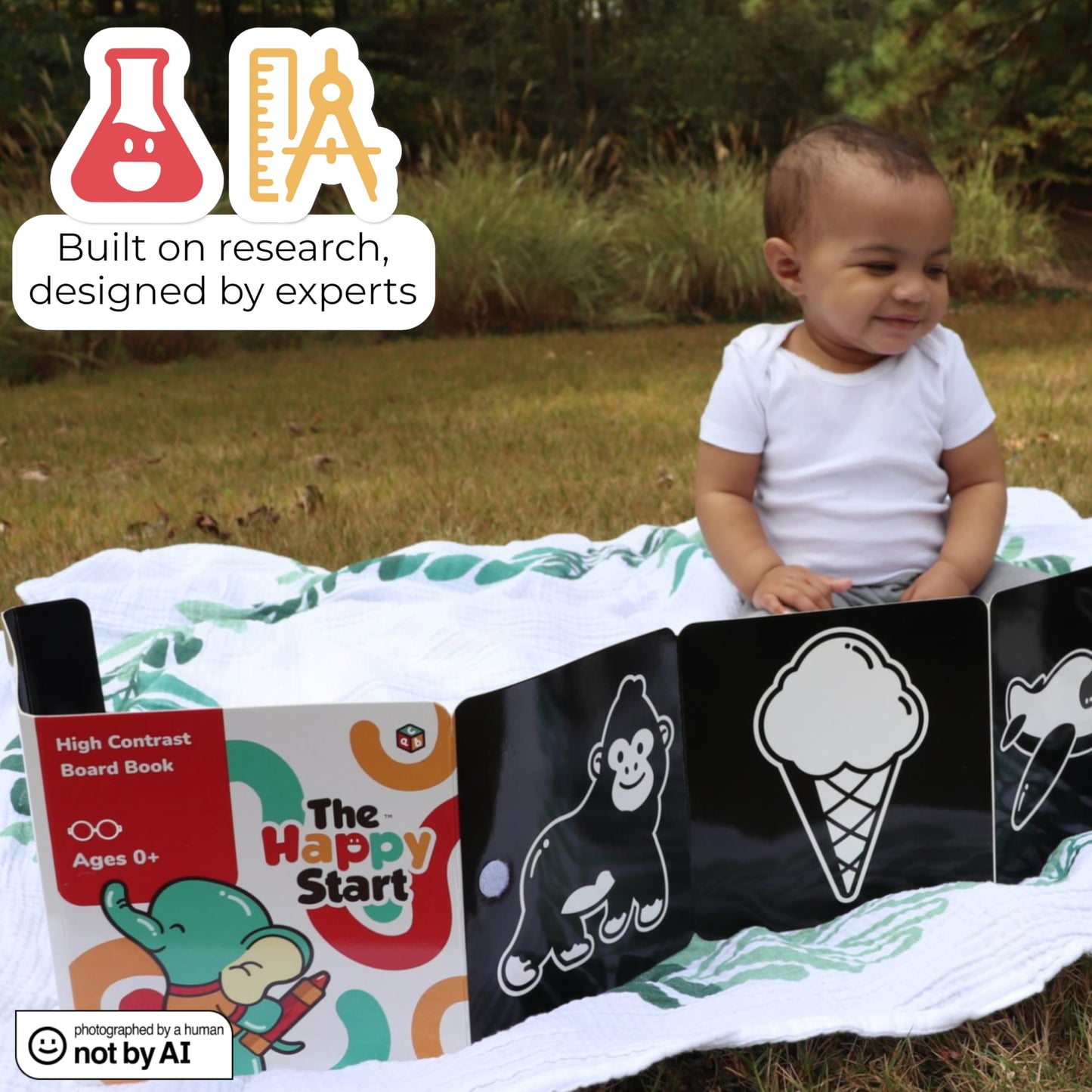 Happy Start Award-Winning High Contrast Board Book for Newborns Tummy Time