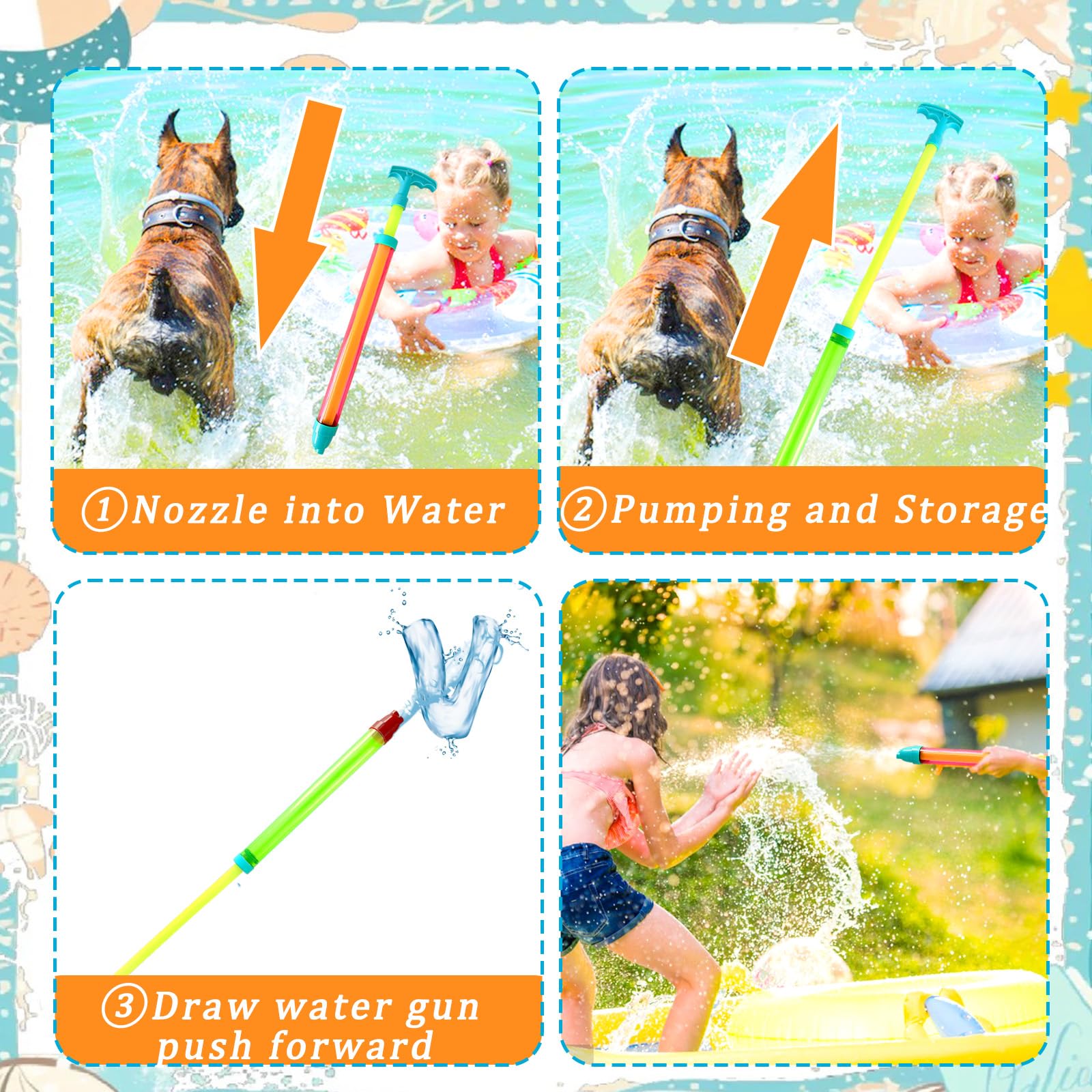 15pcs Water Shooter Blaster Squirt Guns Toys,Shoot Up to 35 Feet,16.5inch Water Spray Gun for Kids,Adults Summer Water Fighting,Swimming Pool,Beach