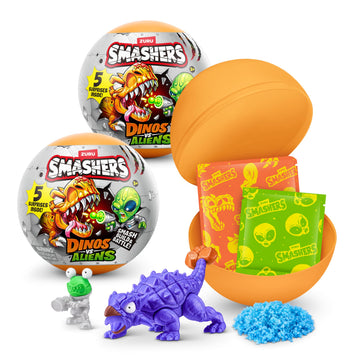 Smashers Dino vs Aliens Planet 2 Pack by ZURU - Smashable Capsule Toy with Dino & Alien Figures, 5 Surprises Inside, Collectible Novelty Toy for Kids