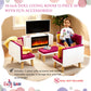 Emily Rose 18 Inch Doll Living Room Furniture Set - 19 Piece Wooden Convertible Sectional Sofa Daybed with TV, Fireplace, No-Slip Cushions &