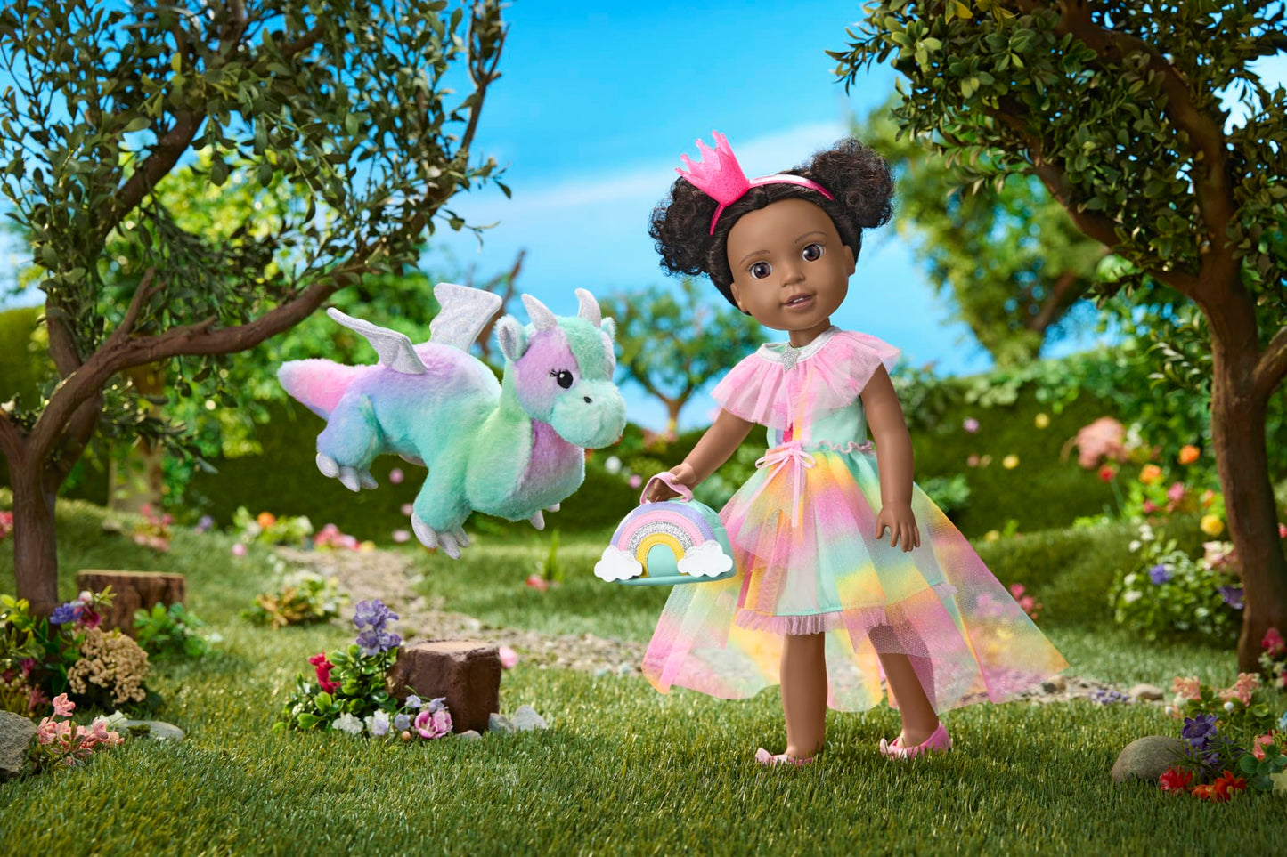 American Girl WellieWishers 14.5-inch Kendall Doll Playset with Crisella the Dragon, Doll Dress and Accessories, and Storybook, for Ages 4+ (Amazon