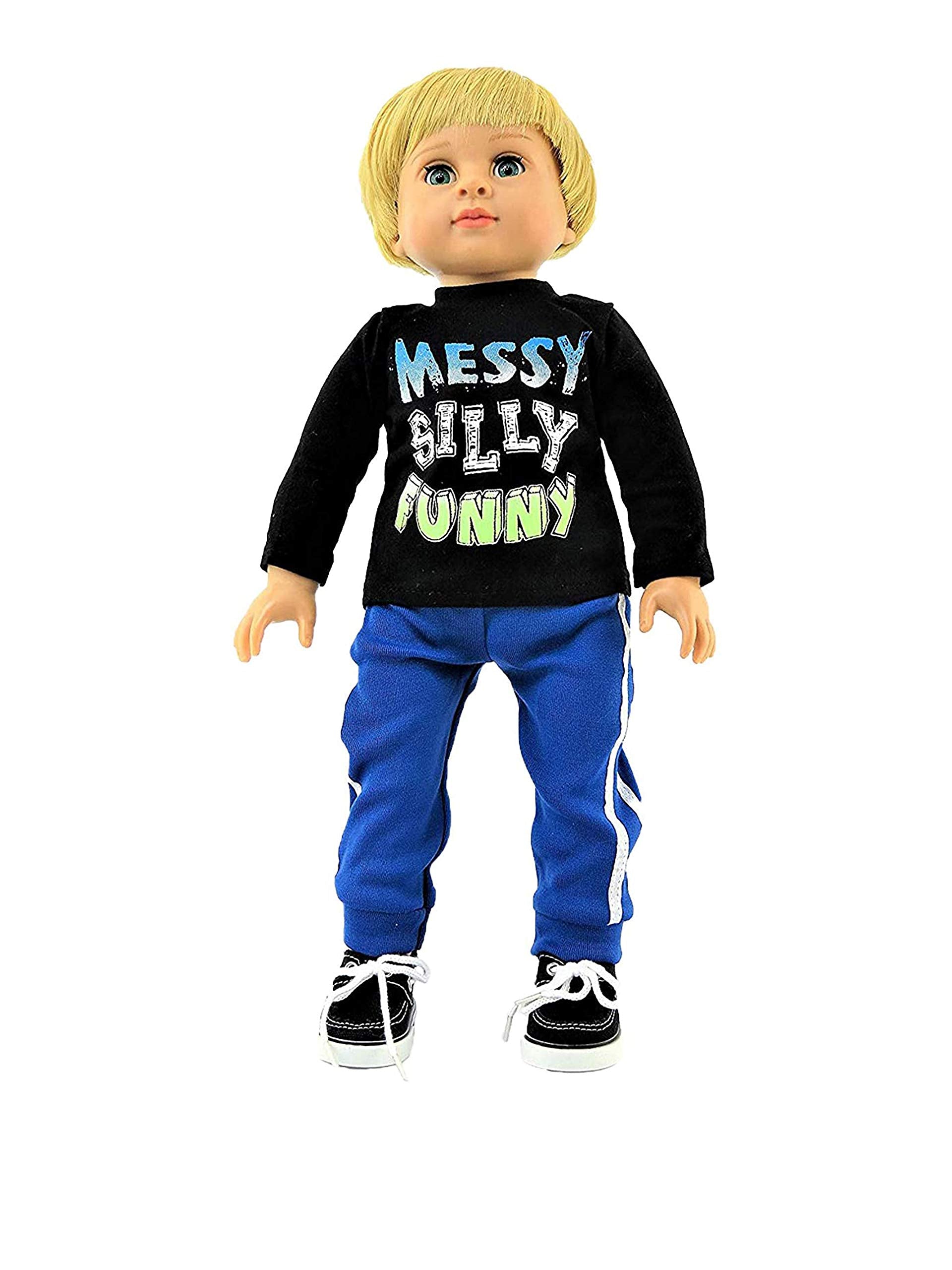 American Fashion World Boy’s Long Sleeve Shirt and Pant Set for 18-Inch Dolls | Premium Quality & Trendy Design