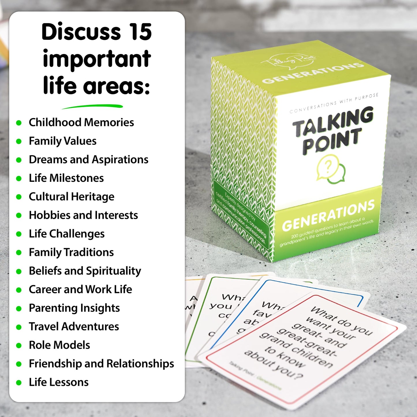200 Conversation Cards for Grandparents & Family - Questions to Share Life Stories & Preserve Memories - Family Storytelling Card Game - Meaningful