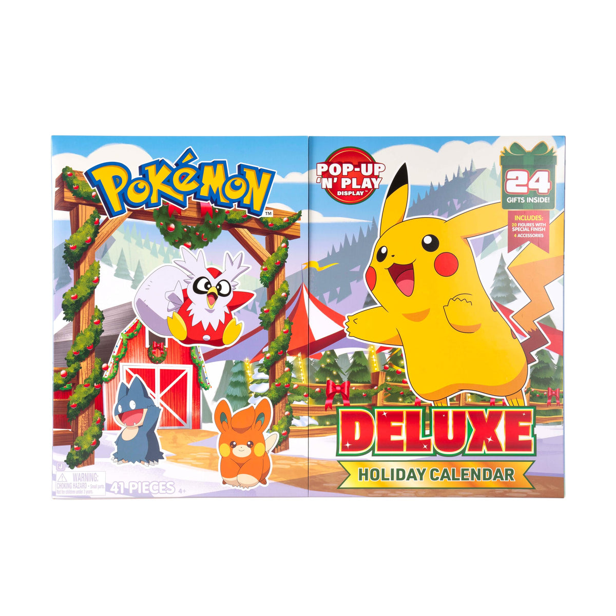 Pokémon Deluxe X-mas Advent Calendar 2025 PKW4117 - Multicoloured - Includes 24 Christmas Themed Fighting Figures + 4 Accessories - Official Pokemon