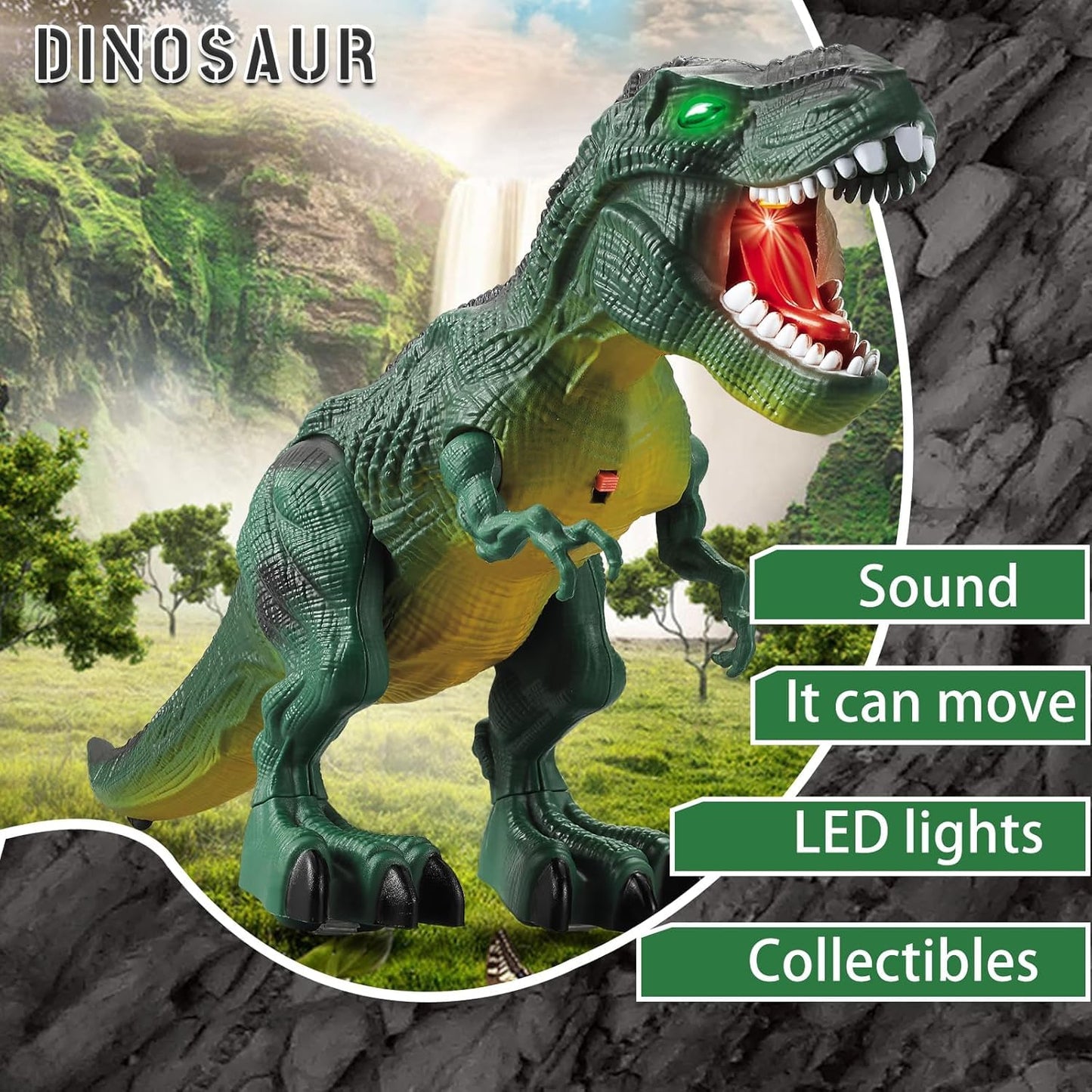 Bloolilies Dinosaur Toys, 2 Pack Electric Walking Dinosaur Toys for Kids 3-5 5-7 with LED Lights & Sounds & Roaring, Robot Dinosaur Figures for Boys
