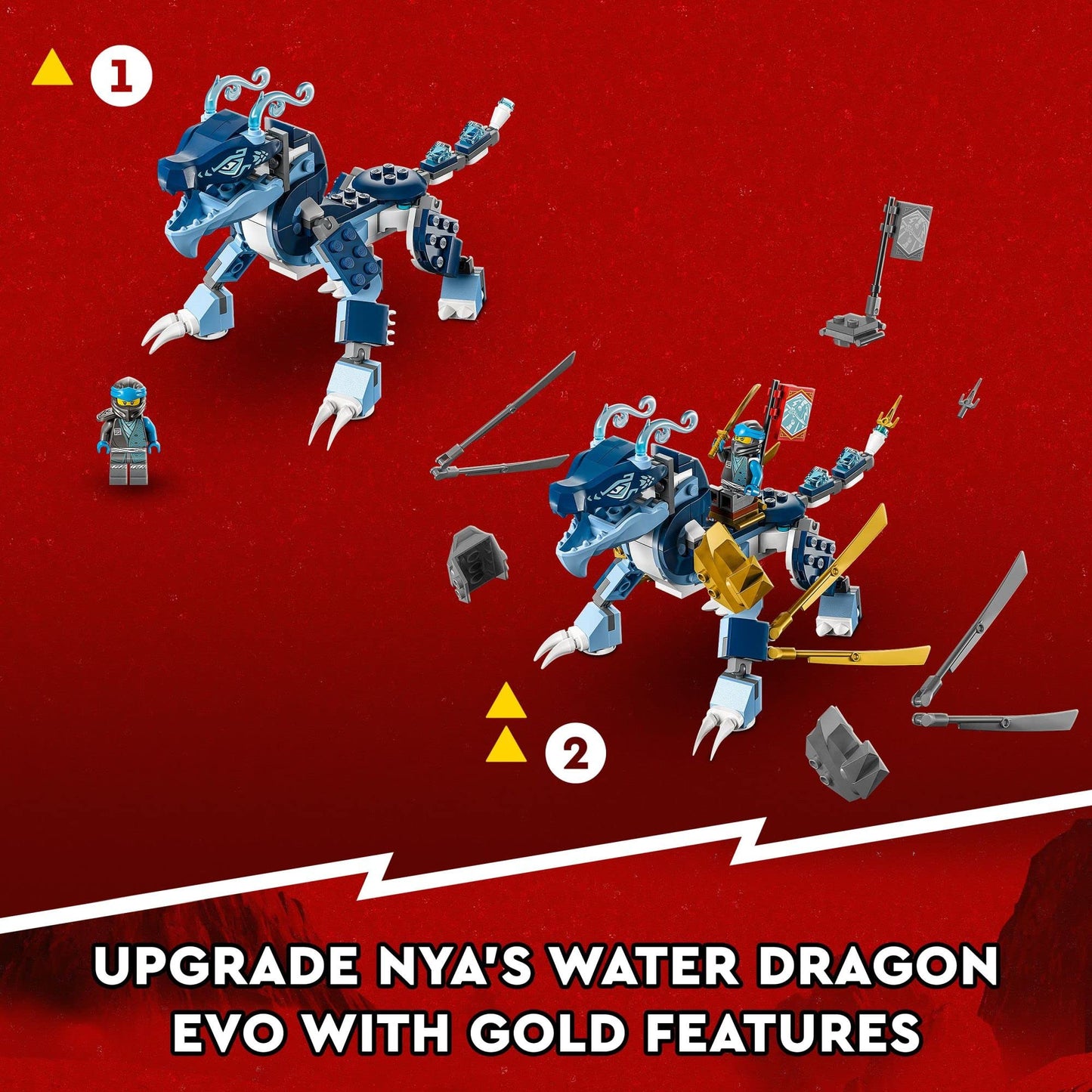 LEGO NINJAGO NYA’s Water Dragon EVO 71800 Toy for Girls and Boys 6 Plus Years Old, Mythical Creature Figure Building Set, Ninja Action Birthday Gift