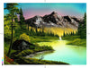 Bob Ross Mountain Retreat Nature Puzzle Board for Adults and Kids | Forest Lake Jigsaw Puzzle 1000 Pieces | Interactive Brain Teaser for Family Game