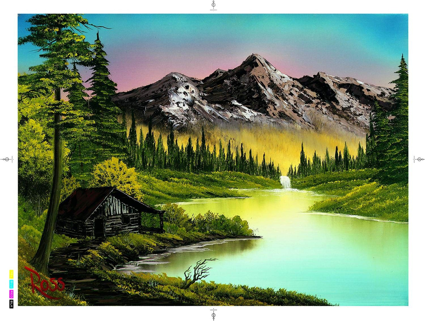 Bob Ross Mountain Retreat Nature Puzzle Board for Adults and Kids | Forest Lake Jigsaw Puzzle 1000 Pieces | Interactive Brain Teaser for Family Game