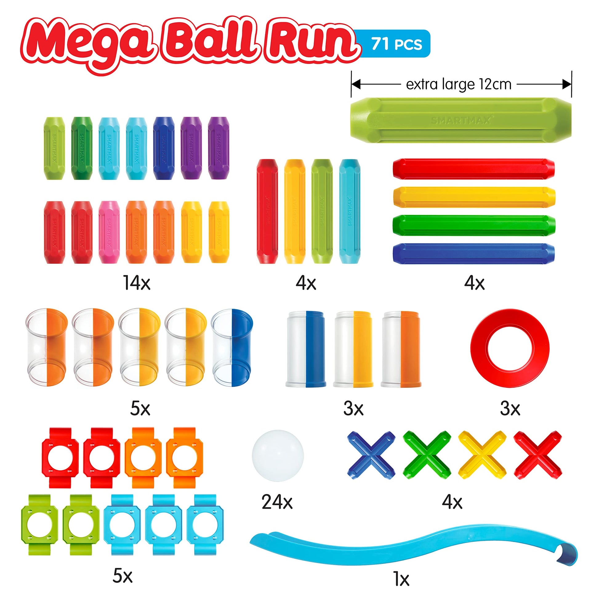 SmartMax Mega Ball Run STEM Magnetic Discovery Building and Ball Run Set Featuring Safe, Extra-Strong, Oversized Building Pieces for Ages 3+