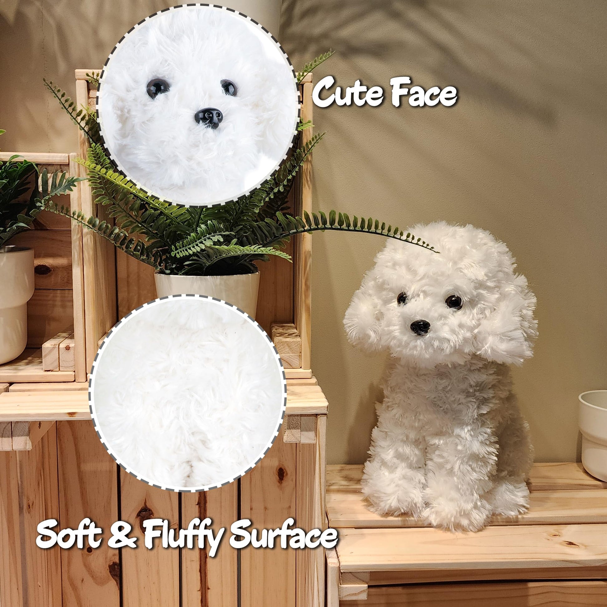 WEIGEDU White Toy Poodle Stuffed Animal Dog Puppy - Bichon Frise Maltese Maltipoo White Labradoodle Plush Toy for Kids and Babies 12.6"