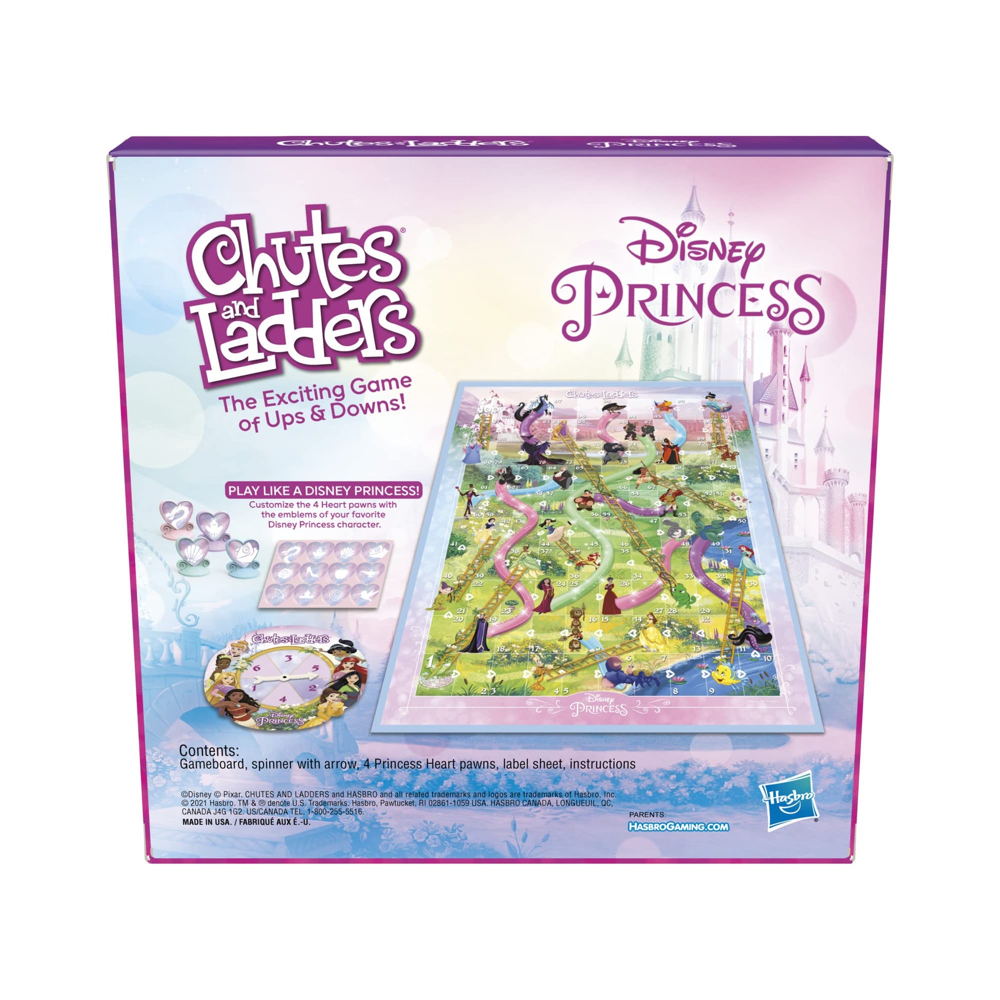 Hasbro Gaming Chutes and Ladders: Disney Princess Edition Board Game for Kids Ages 3 and Up, Easter Gifts for Boys and Girls, Preschool Game for 2-4