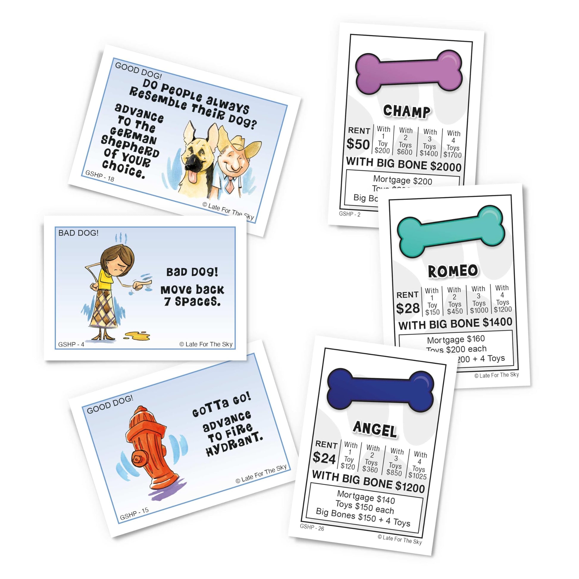 Late for The Sky German Shepherd-Opoly Board Game for Dog Lovers and Families, 2-6 Players, Ages 8+, Property Trading Fun with Tokens, Cards,