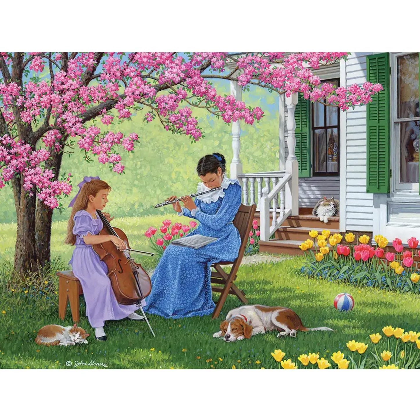 Bits and Pieces 300 Piece Puzzles for Adults - Adagio - 300 Large Pieces 18" x 24" Jigsaw Puzzles, Spring Flowers Music, No 2 Pieces Alike