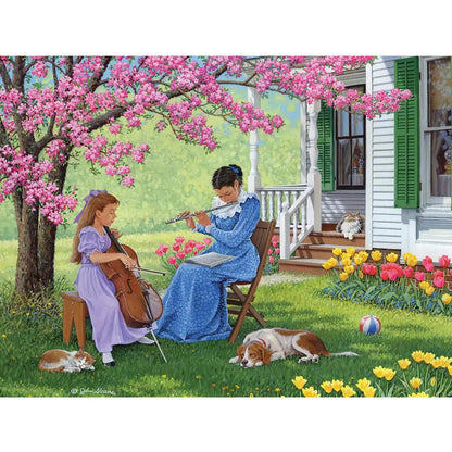 Bits and Pieces 300 Piece Puzzles for Adults - Adagio - 300 Large Pieces 18" x 24" Jigsaw Puzzles, Spring Flowers Music, No 2 Pieces Alike