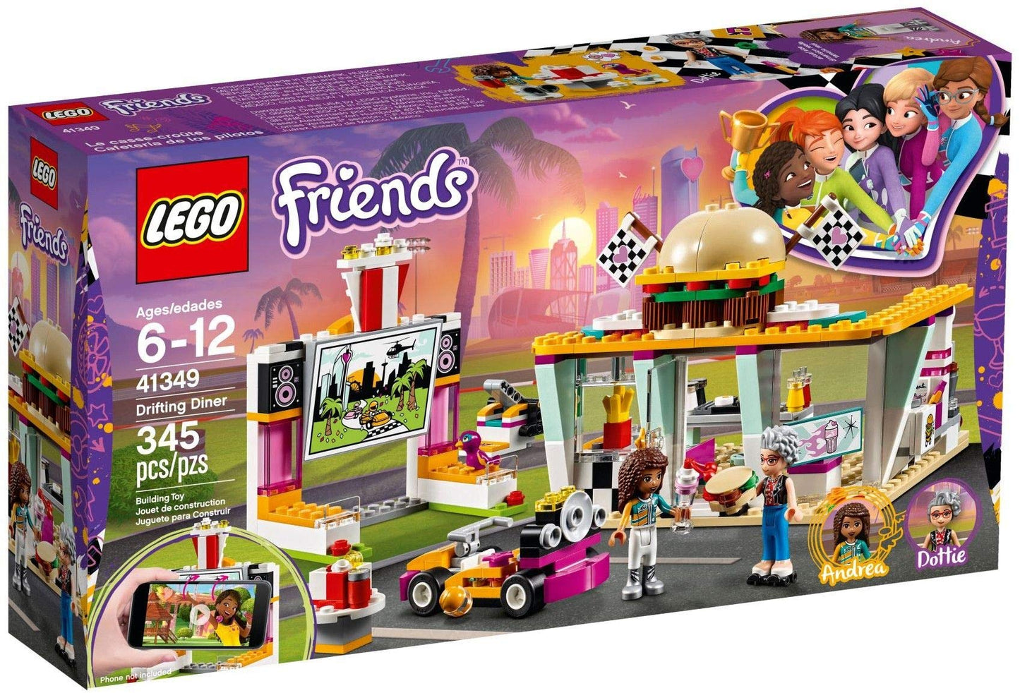 LEGO Friends Drifting Diner 41349 Race Car and Go-Kart Toy Building Kit for Kids, Best Creative Gift for Girls and Boys (345 Pieces)