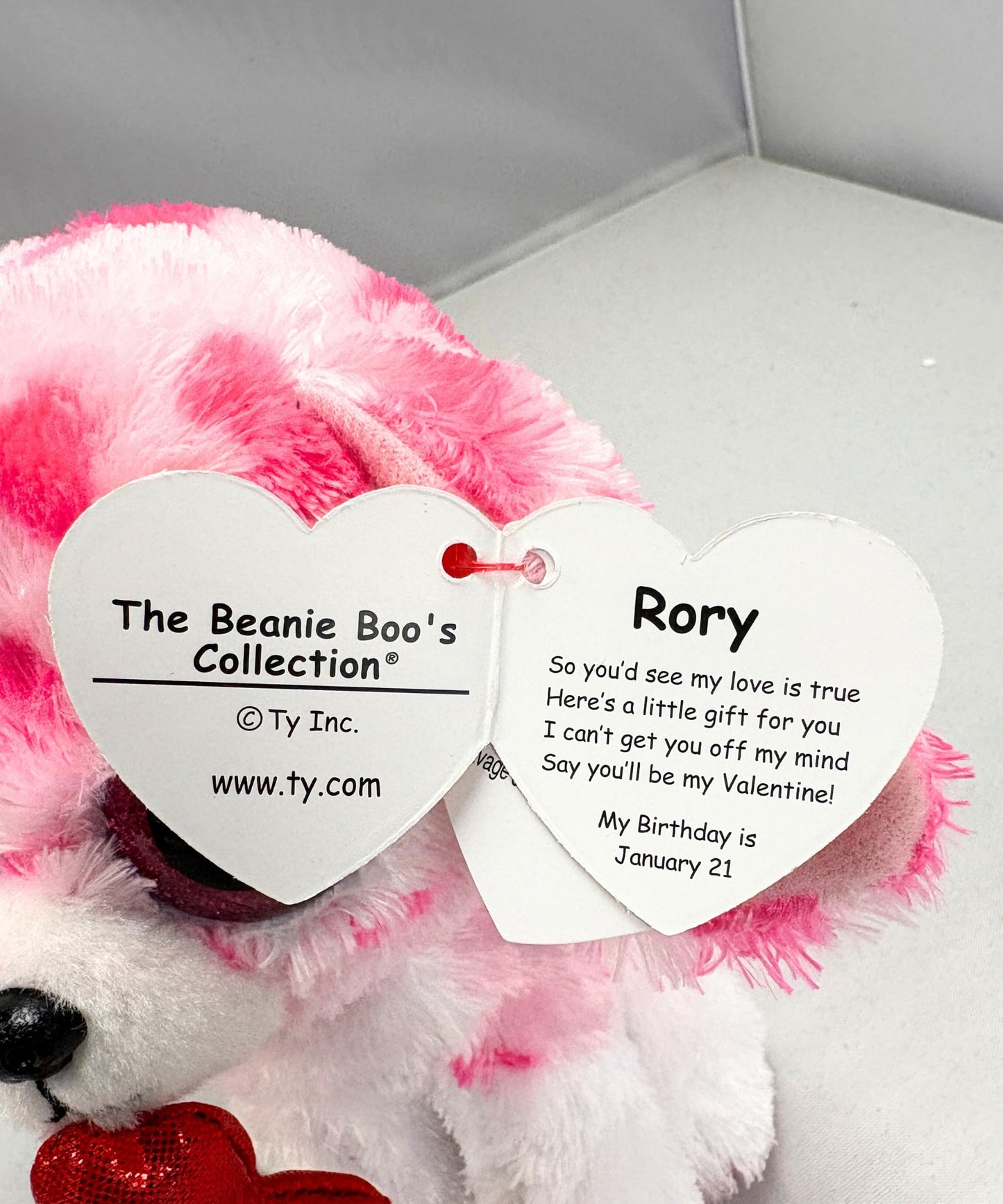 Ty Beanie Boo Rory Valentine Dog - 6"