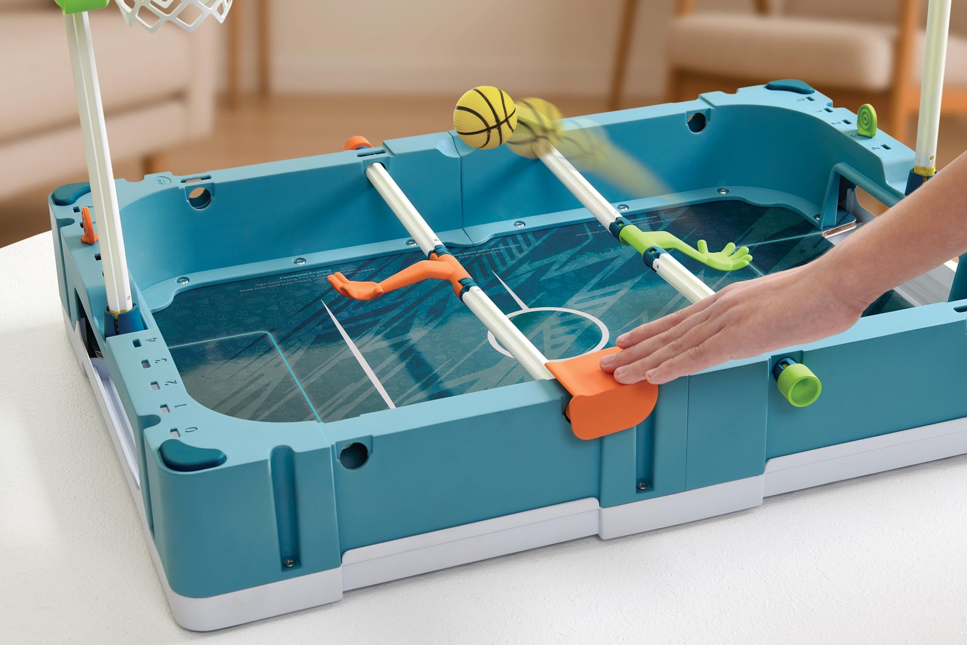 EastPoint 5-in-1 Tabletop Stadium Game Center - Teal, Plastic - Foosball Table Competition - Air Hockey Table for Kids Fun - Pinball Machine