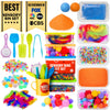 LOLO TOYS Sensory Kit for Toddlers and Kids - Includes 6 Bins with Lids, Play Tools, Sand, Feathers, Clay, Color Beads and Pom Poms Kids Box Fillers