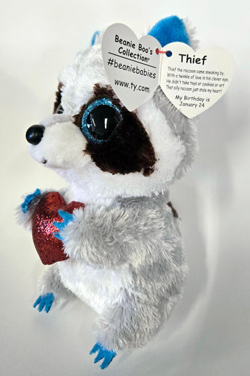 Ty Beanie Boo Thief the Racoon with Heart for Valentines 2026-6"