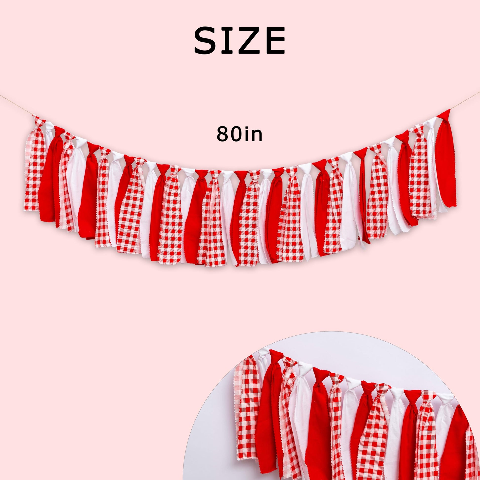 Raoformi Red and White Gingham Fabric Banner Checkered High Chair Banner