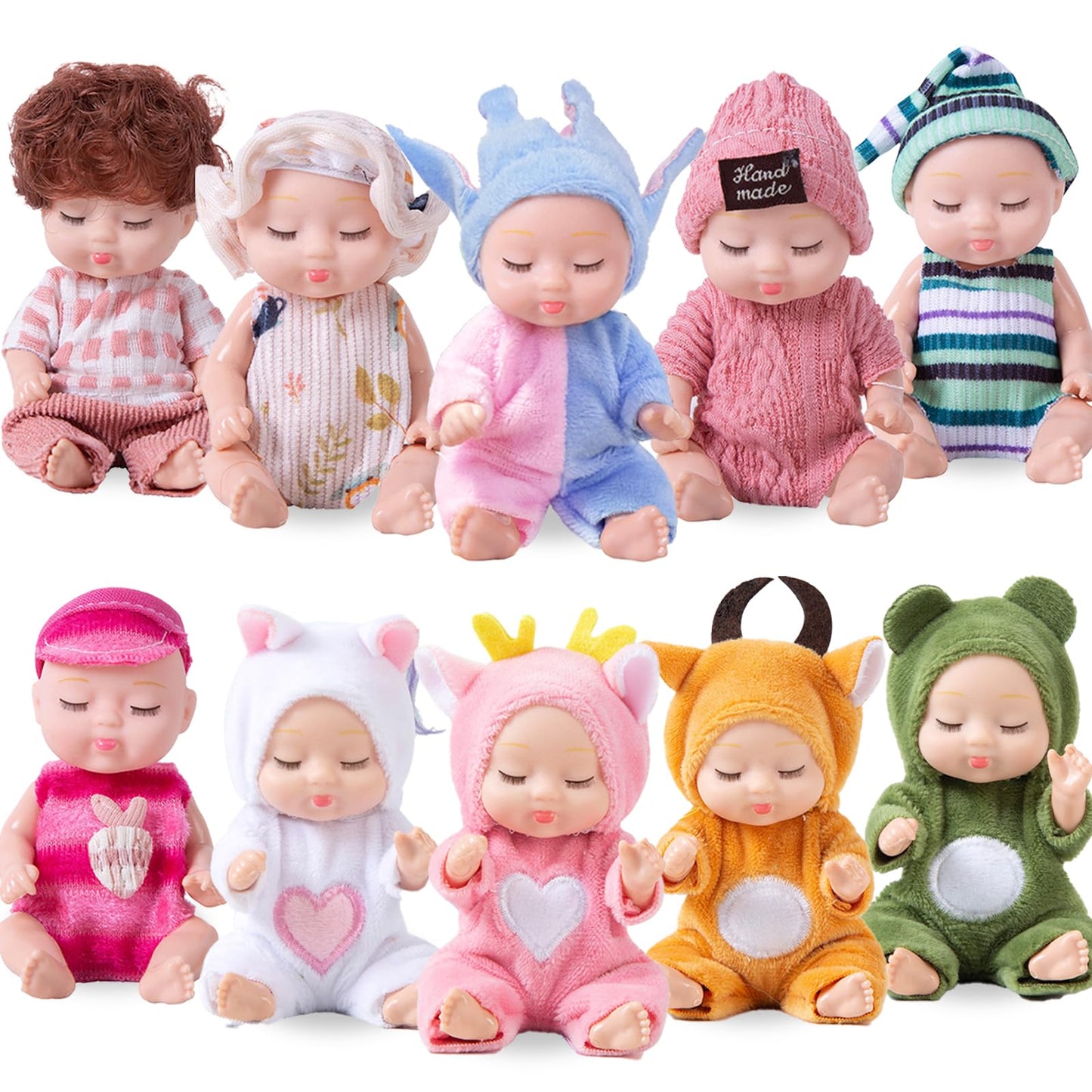 Haawooky 10 Pcs Mini Baby Dolls,Cute Tiny Baby Doll Gifts for Kids,Lifelike Realistic Small Baby Dolls for Girls Boys and Kids Big Easter Birthday