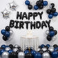 TONIFUL Black Happy Birthday Balloons Banner Decoration 16 Inch Mylar Foil Letters Birthday Sign Banner Bunting Reusable for 30th 40th 50th 60th Men