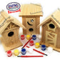 Matty's Toy Stop Paint Your Own Small Wooden Birdhouses (Includes Paints & Brushes) Gift Set Bundle - 3 Pack