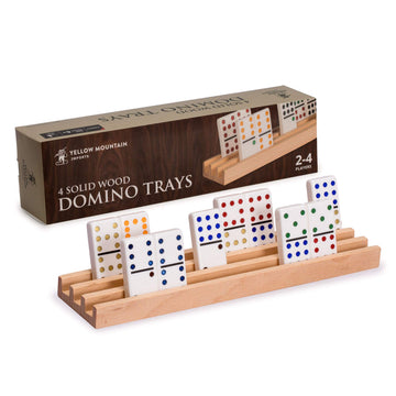 Yellow Mountain Imports Premium Beechwood Domino Racks/Trays (10-Inch) - Set of 4 - Domino Holders for Mexican Train, Chickenfoot and Other Domino