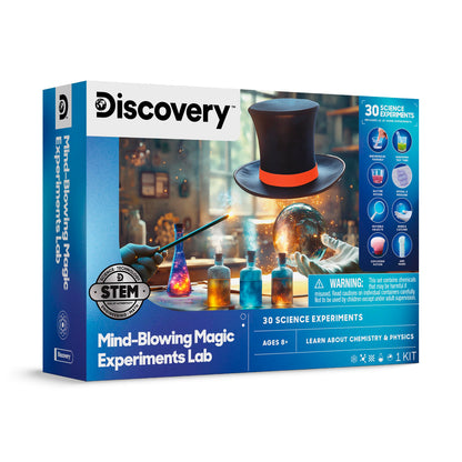 Discovery Mind-Blowing Magic Experiments Lab, 30 STEM Science Experiments for Kids, Chemistry & Physics Science Kit, Real Lab Tools, Magic Tricks