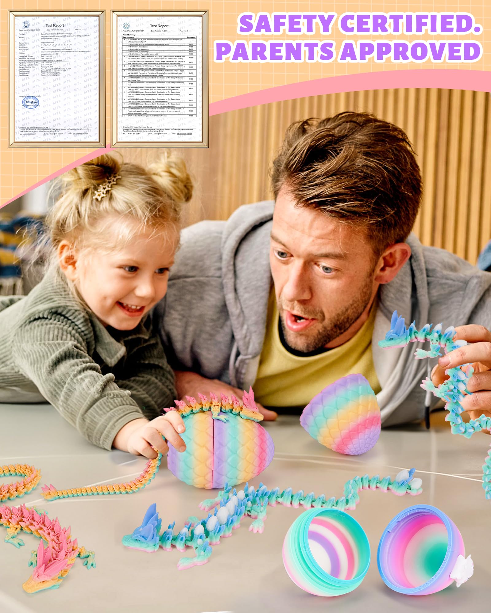 TBOLINE 12" 3D Printed Dragon Egg, Cool 3D Printer Articulated Crystal Dragon Toys for Kids, Surprise Animals Figurines Fidget Dinosaur Eggs Toys