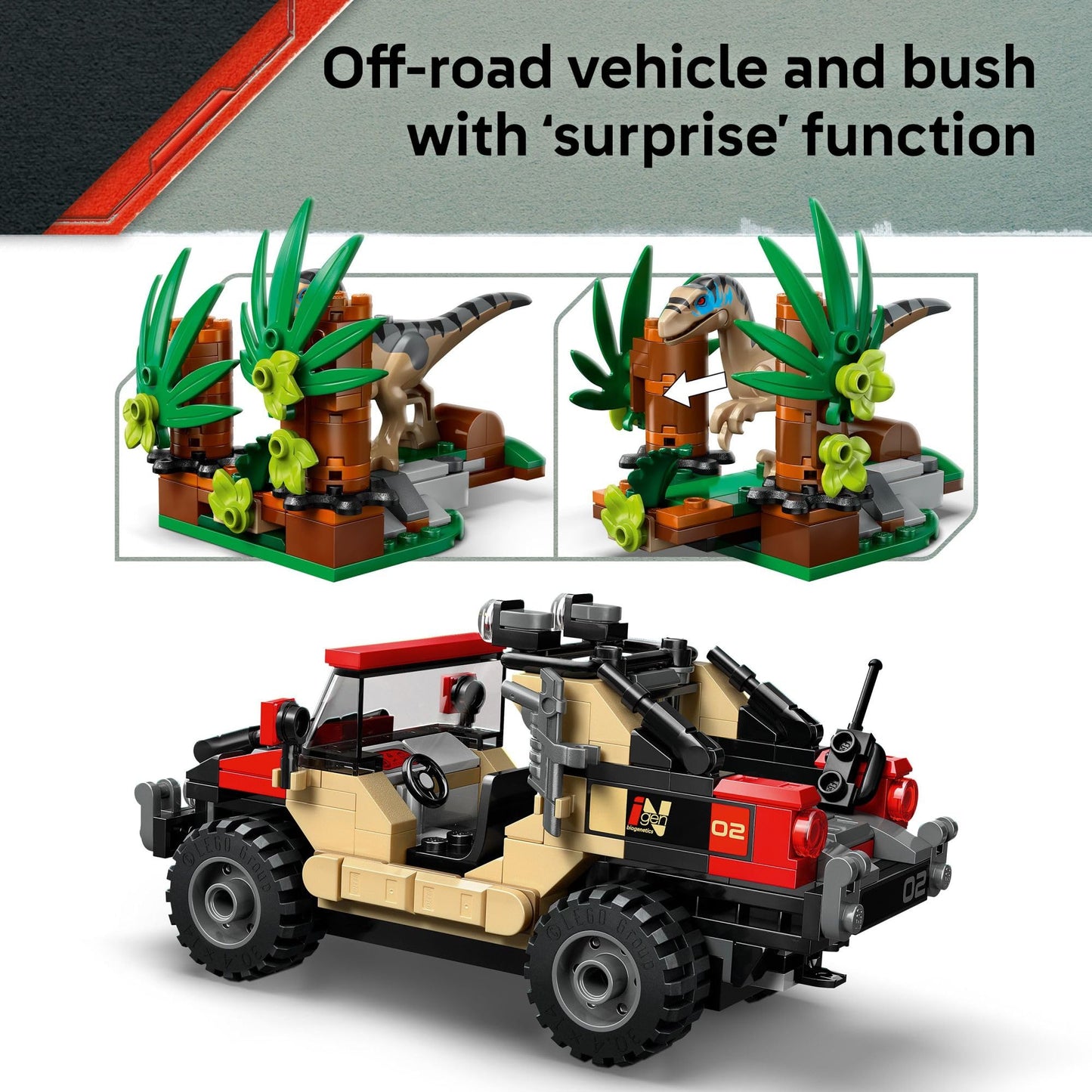 LEGO Jurassic World Raptor Off-Road Escape Dinosaur Toy - Building Playset with Dinosaur Action Figures, Jurassic World Toy for Boys & Girls, Ages 6+