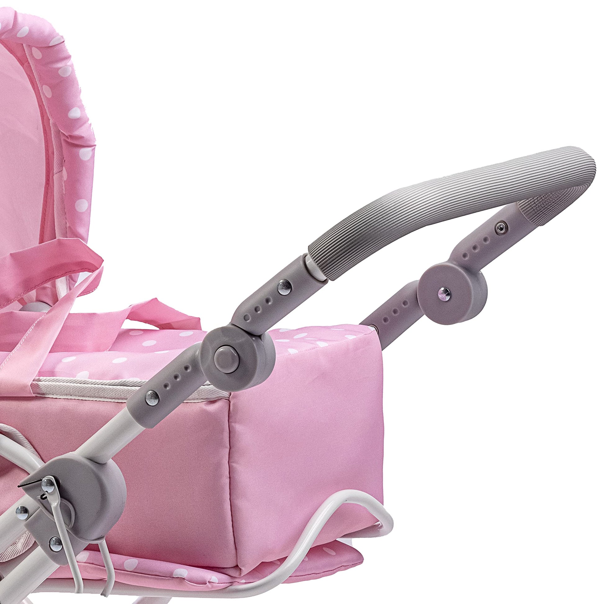 JC Toys | Berenguer Boutique | Deluxe Foldable Baby Doll Stroller with Canopy | Removable Carry Basket | Pink | Ages 3+